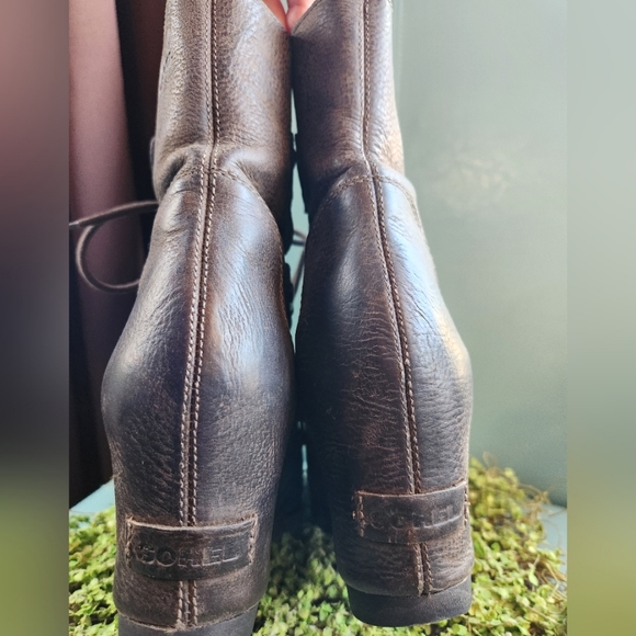 SOREL Joan Of Artic Brown Leather Lace Up Winter Weather Wedge Snow Boots 9 EUC - Picture 9 of 16